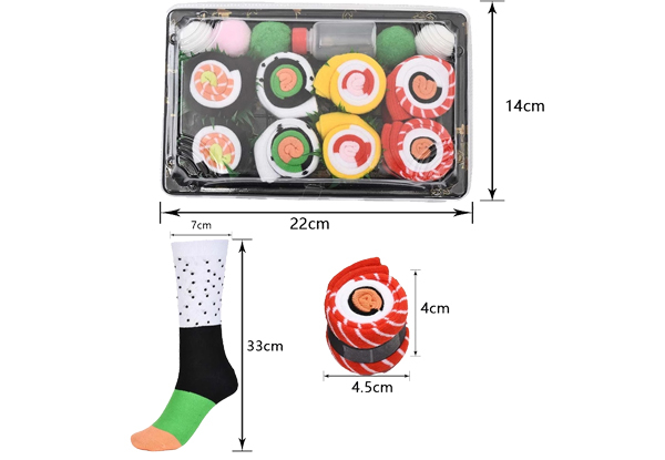 Three Pairs of Novelty Cotton Sushi Socks - Option for Four Pairs