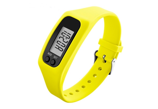 LCD Silicone Wristband Pedometer - Seven Colours Available