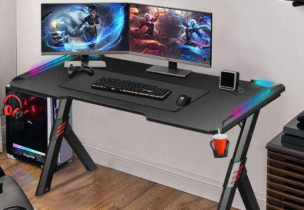 RGB LED Carbon Fibre Gaming Desk