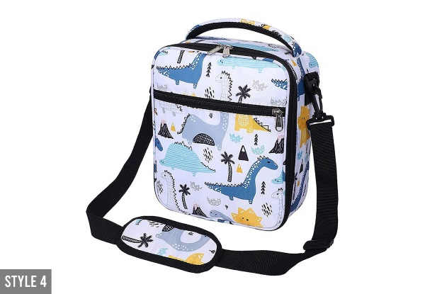 Kids Portable Insulated Lunch Bag with Adjustable Strap - Six Styles Available