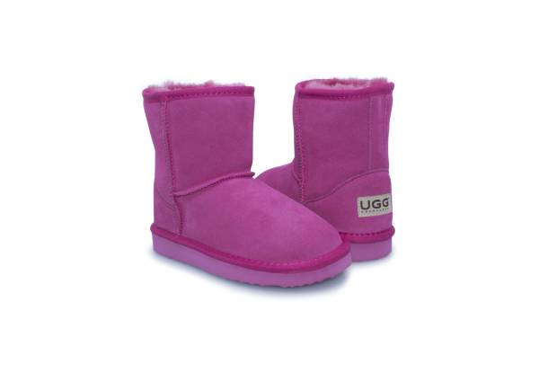 Ugg Roughland Kids Water-Resistant Short Suede Classic Sheepskin Boots - Available in Two Colours & Six Sizes