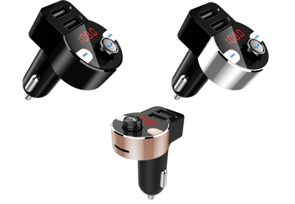 Car Bluetooth Radio Transmitter with Two USB Charging Ports - Three Colours Available