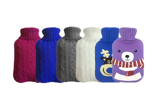 Hot Water Bottle Knitted Cover - Six Colours Available