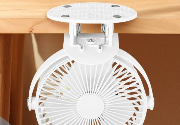 Portable 360 Rotation Clip-On Fan with Lights - Two Colours Available