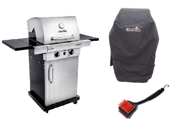 Char-Broil Commercial Two-Burner Grill with Cover & Nylon Cleaning Brush