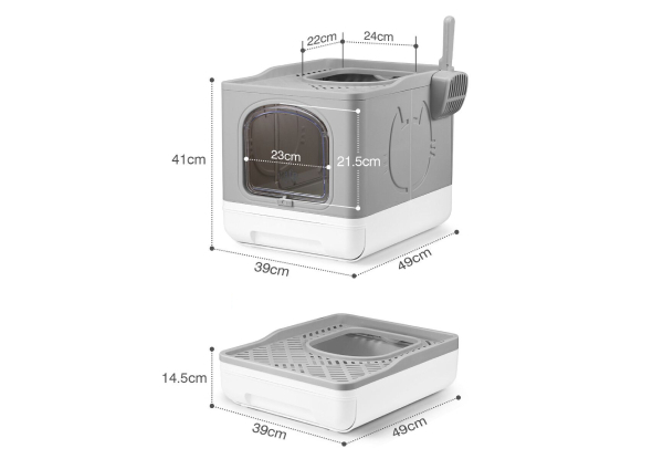 Collapsible Cat Litter Box with Removable Tray & Large Scoop - Two Colours Available