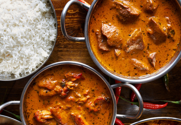 Two Curries incl. Rice - Valid Seven Days a Week from 10.00am - 8.30pm