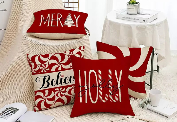 Four-Pack Christmas Throw Pillow Covers