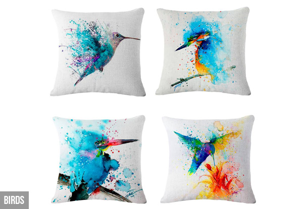 Four-Pack of Cotton Linen Cushion Covers - Two Style Sets Available