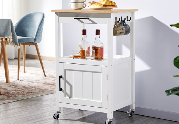 Rolling Kitchen Island Cart Storage - Available in Two Colours