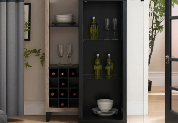 Two-Attached Finish Wine Cabinet