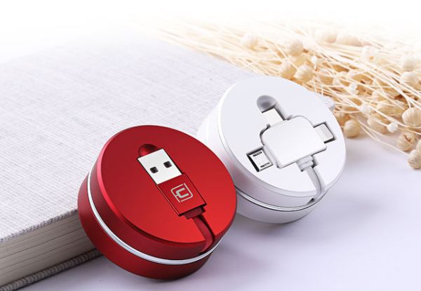 Three-in-One Charge & Sync USB Cable Compatible with Android/iPhone/Type C