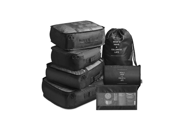 Seven-Piece Travel Packing Cube Luggage Organiser - Available in Six Colours