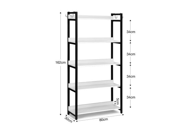 Luxsuite Five-Tier Wooden Display Bookshelf