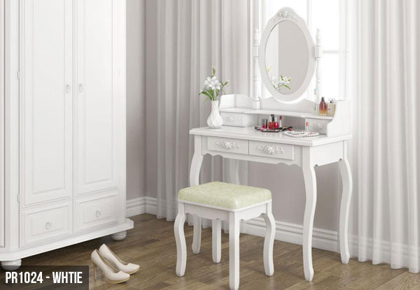 From $159 for an Elegant Dressing Table Available in Black or White