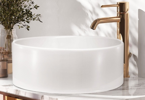 White Countertop Ceramic Bathroom Sink
