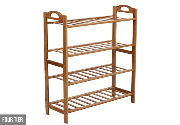 Natural Bamboo Shoe Storage Shelf - Three Sizes & Option for Two Available