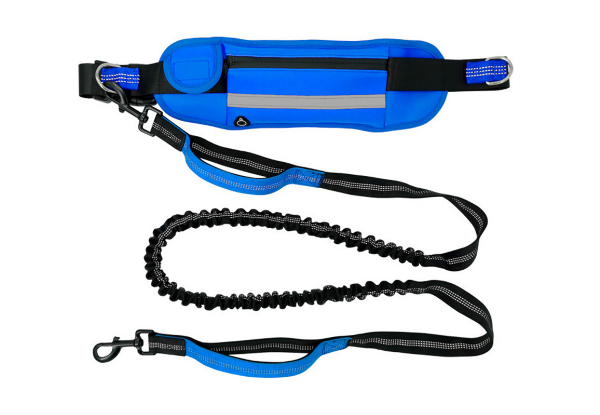 Hand-Free Dog Leash with Zipper Pouch Waist Padded - Available in Two Colours & Option for Two-Pack