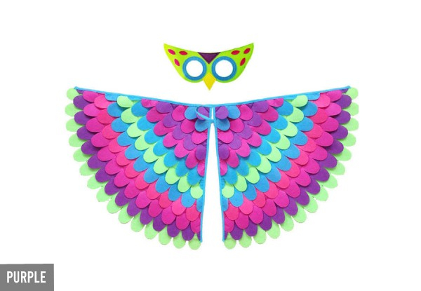 Kids Bird Costume With Felt Wings & Matching Mask - Five Colours Available