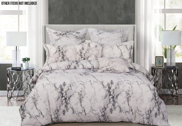 White Marble Printed Duvet Cover Set - Three Sizes Available with Free Delivery