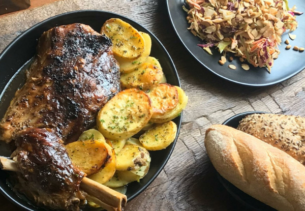 Super-Tender Whole Baked Lamb Shoulder with Rosemary, Garlic & Scalloped Potatoes - Option to incl. Large Minty Peas & Three Baguettes - Pick Up Only