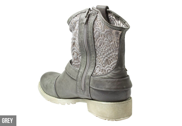 Women’s Short Lace Designer Boot with Low Block Heel - Three Colours Available