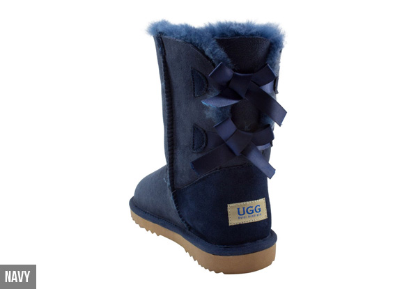 Women's Double Ribbon 3/4 Australian Sheepskin UGG Boots - Two Colours Available