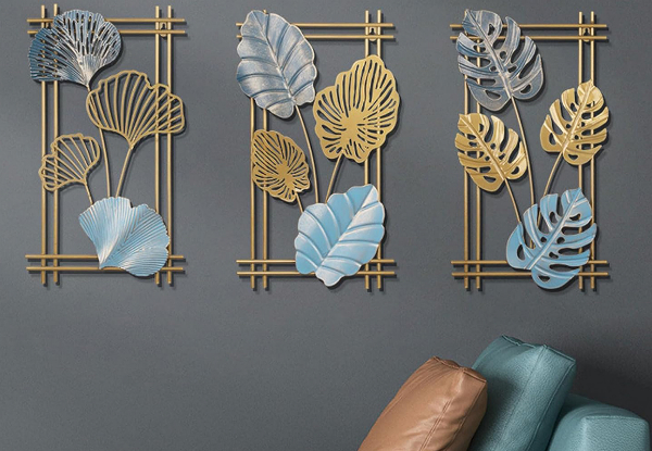 Metal Leaf Hanging Wall Art Decoration - Available in Four Styles & Option for Two-Pack