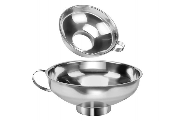 Kitchen Wide Mouth Stainless Steel Funnel - Two Sizes Available