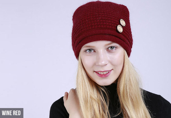 Knitted Button Beanie - Eight Colours Available