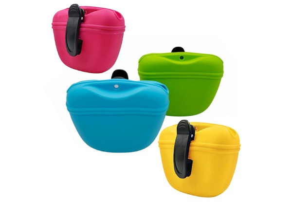 Silicone Dog Treat Pouch with Magnetic Closure & Waist Clip - Four Colours Available