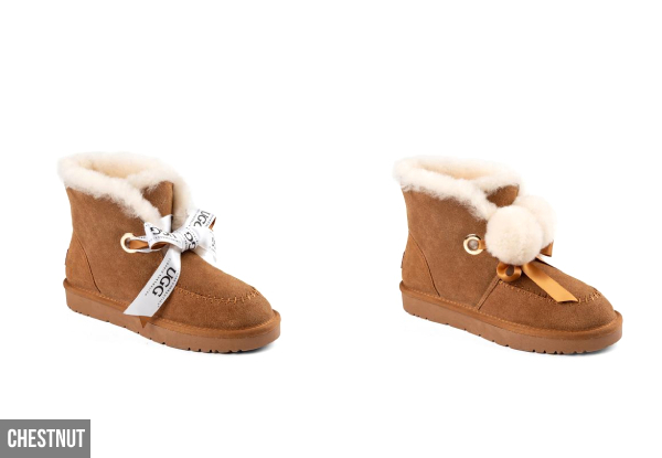 OZWEAR UGG Women's Meagan Pom Pom Band Lace Boots  - Three Colours & Six Sizes Available