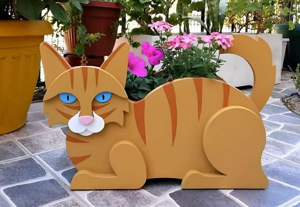 Novelty Cat Lanter Plant Pot - Available in Four Colours & Option for Two-Pack