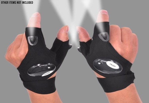 Fingerless LED Flashlight Gloves - Option for Left Hand, Right Hand & Pair