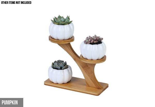 Three Pots with Three-Tier Bamboo Stand - Three Styles Available