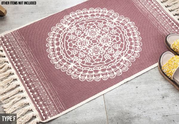 Retro Bohemian Handwoven Cotton Linen Carpet Rug - Six Styles Available