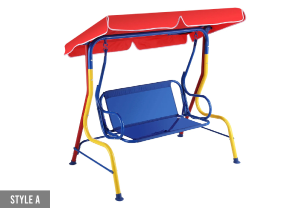 Kids Two-Seater Swing Chair with Canopy - Two Styles Available