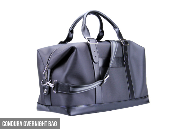 $59 for a Condura Men's Overnight Bag or $34 for a Condura Men's Side Satchel Bag