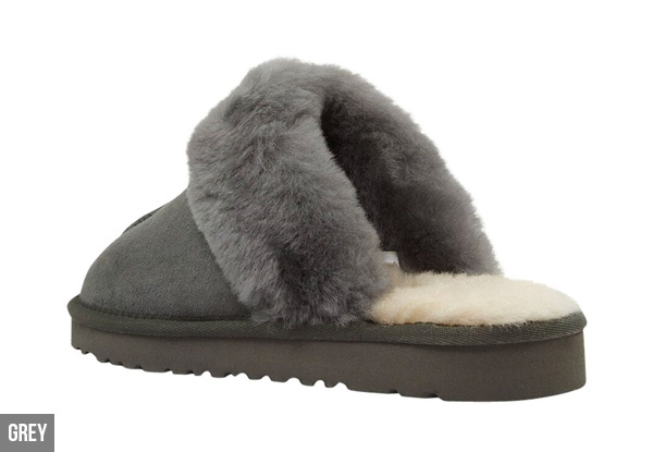 Ugg Auzland Sheepskin Water-Resistant Women Fur Trim Scuffs - Available in Five Colours & Three Sizes