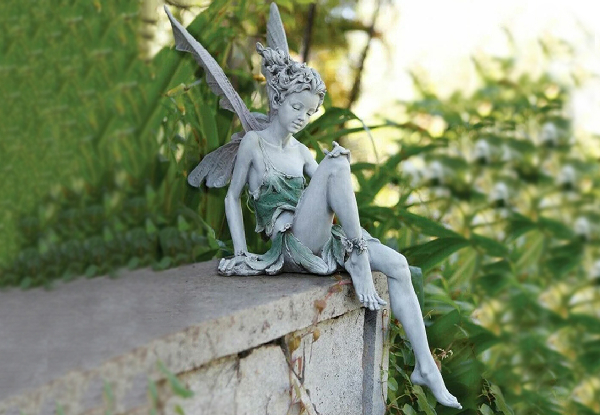 Resin Sitting Fairy Garden Statue - Available in Two Colours & Option for Two-Pack