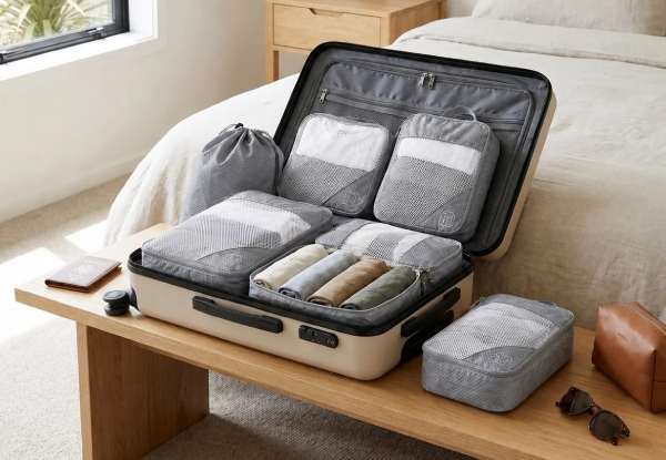 Six-Piece Compression Packing Cubes Travel Organiser Set - Available in Four Colours