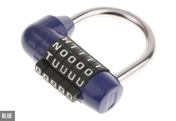 Five Dials Letter Combination Padlock with Free Delivery