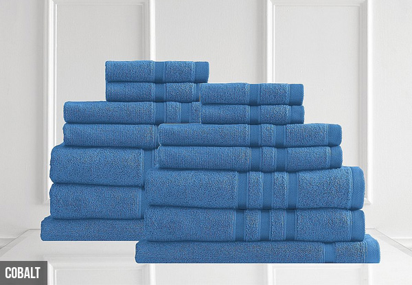 14-Piece Renee Taylor Aria 600 GSM Zero-Twist Egyptian Cotton Towel Set - Six Colours Available with Free Delivery