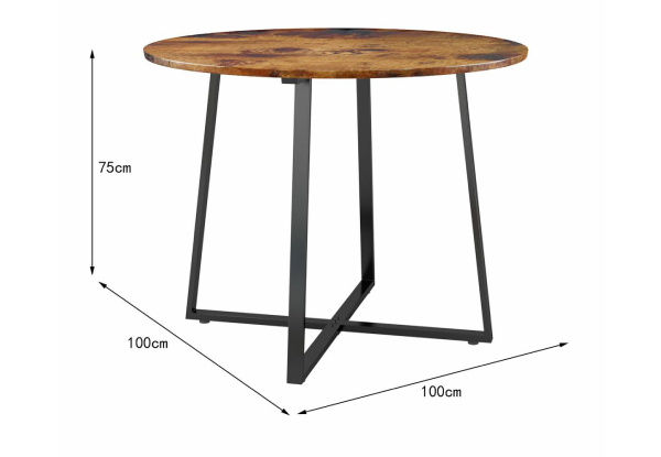 X-Shaped Steel Legs Round Dining Table - Two Colours Available