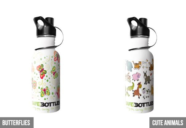 $15 for Two 500ml Stainless Steel SafeBottles – Available in Nine Designs