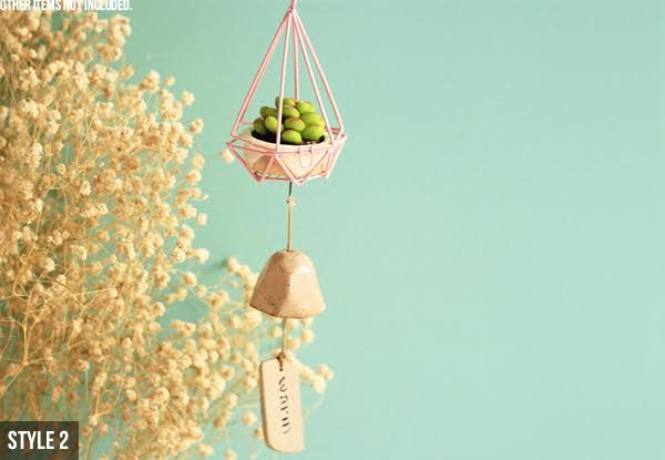 Ceramic Hanging Bell with Mini Resin Plant