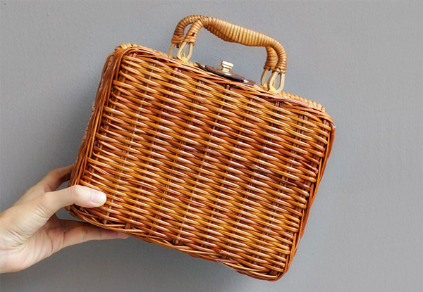 Handmade Wicker Storage/Lunch Bag - Two Sizes Available