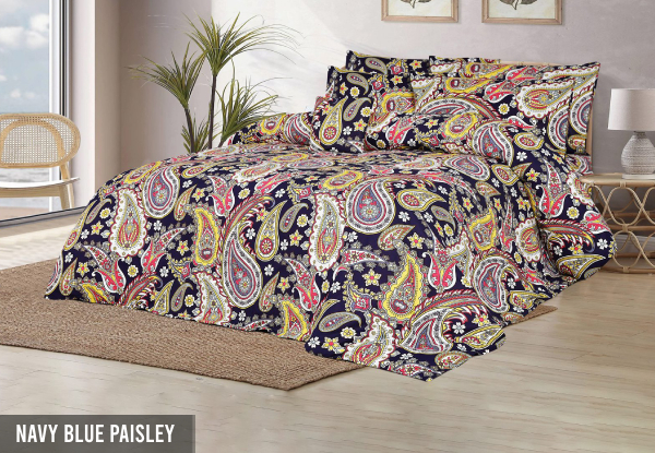 Six-Piece 600TC Printed Sateen Quilt Cover Set - Available in Six Styles & Two Sizes