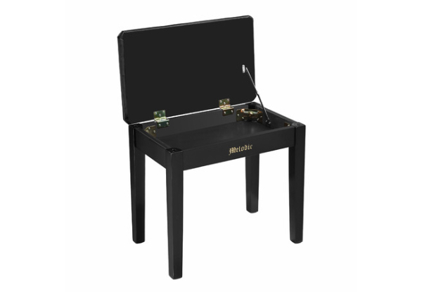 Wooden Piano Stool with Padded Cushion & Built-in Storage - Two Colours Available