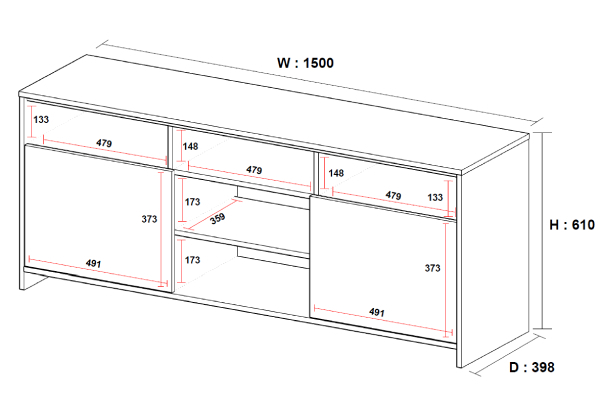Utah TV Stand Entertainment Unit - Three Colours Available